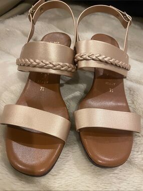 Italian Shoemakers Blush Braided-Strap Leather Sandals